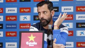 Quique Sánchez Flores, en una rueda de prensa del Espanyol.