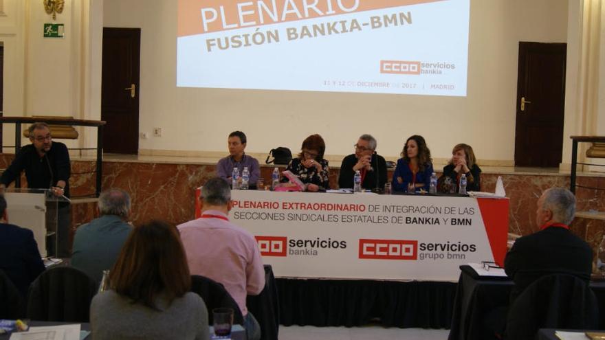 Reunión sindical en CC OO en la que se trataron los efectos de la fusión