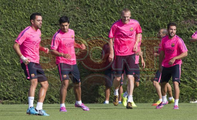 El primer entrenamiento de Luis Suárez en el Barça