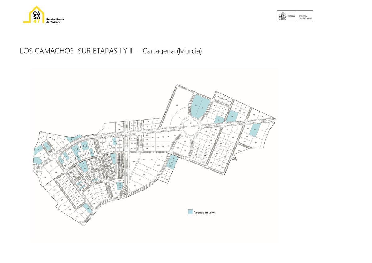 Plano con las parcelas a la venta en Los Camachos