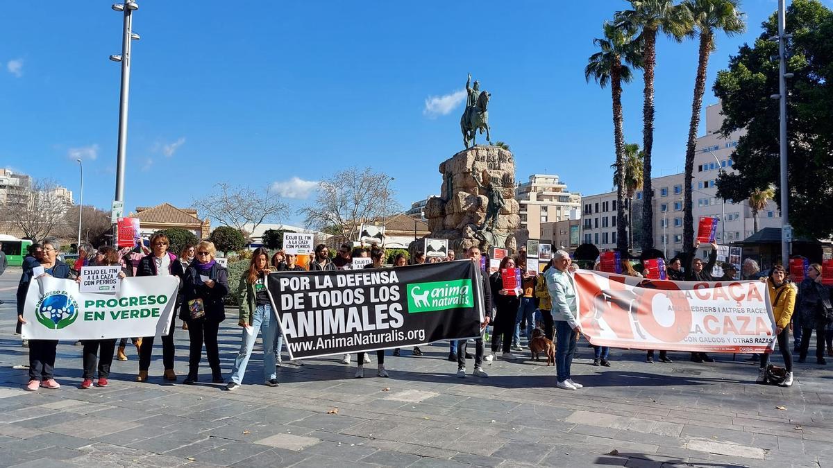 Un  centenar de personas se manifiestan contra la ley de Bienestar Animal en Palma