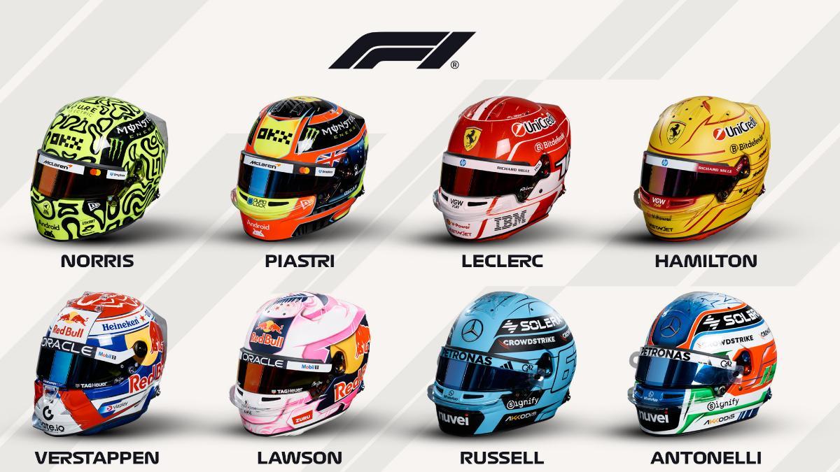 Algunos de los cascos que lucirán las estrellas de la F1 en 2025