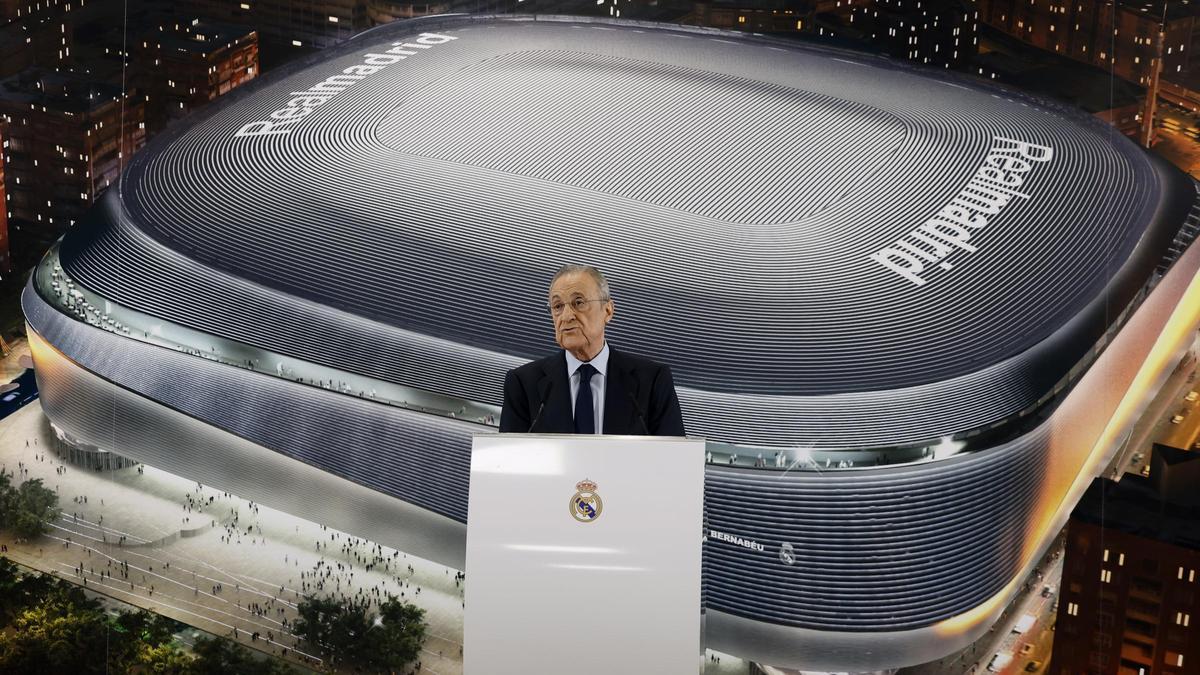 Florentino Pérez, durante su discurso en la comida de Navidad del Real Madrid