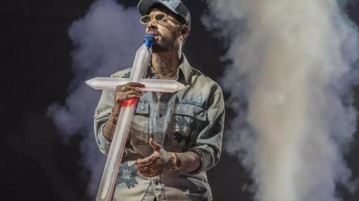 Anuel AA, als primers instants del seu concert al Palau Sant Jordi, aquest 22 de novembre a Barcelona.