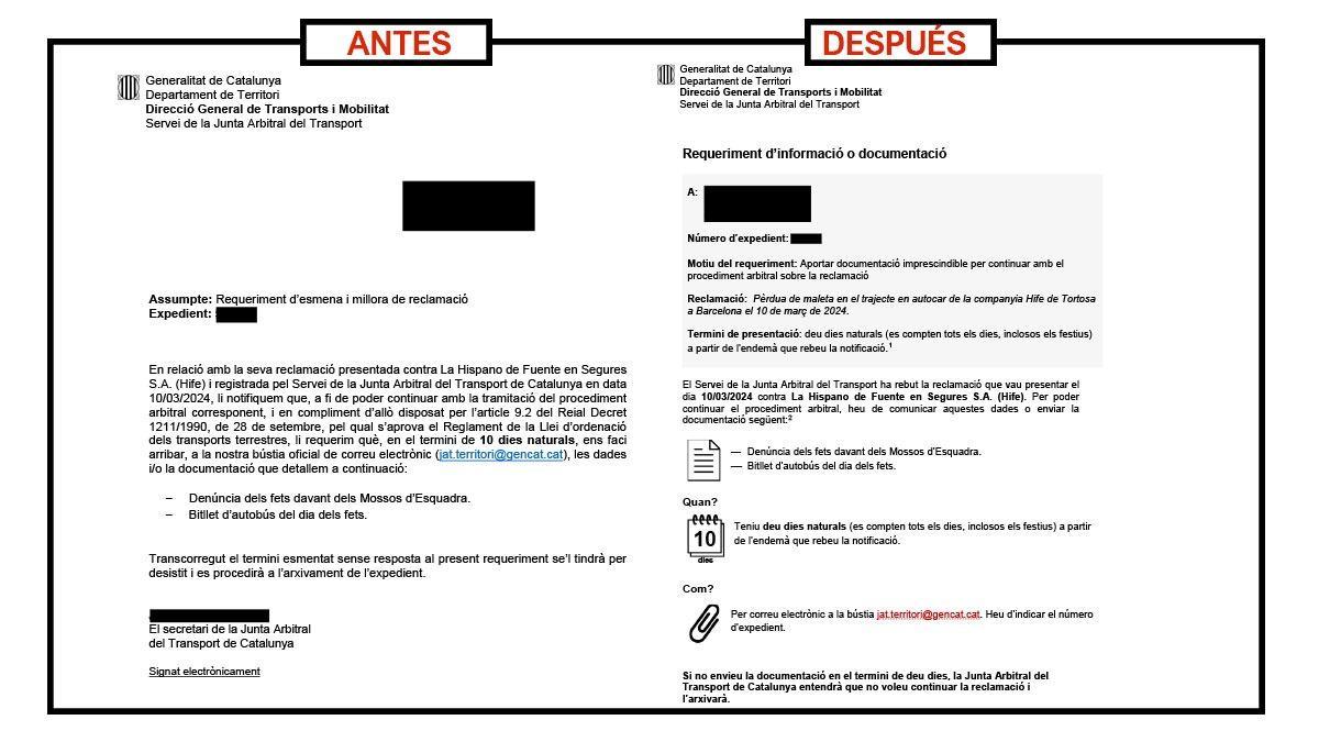 Ejemplo de los cambios en la comunicación de la administración a la hora de dirigirse a los ciudadanos.