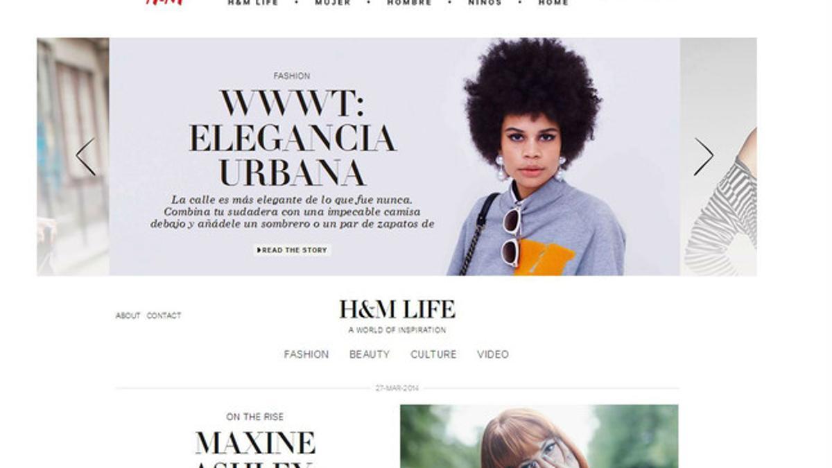 Imagen de la web de H&amp;M, donde actualmente no permite la compra de sus productos