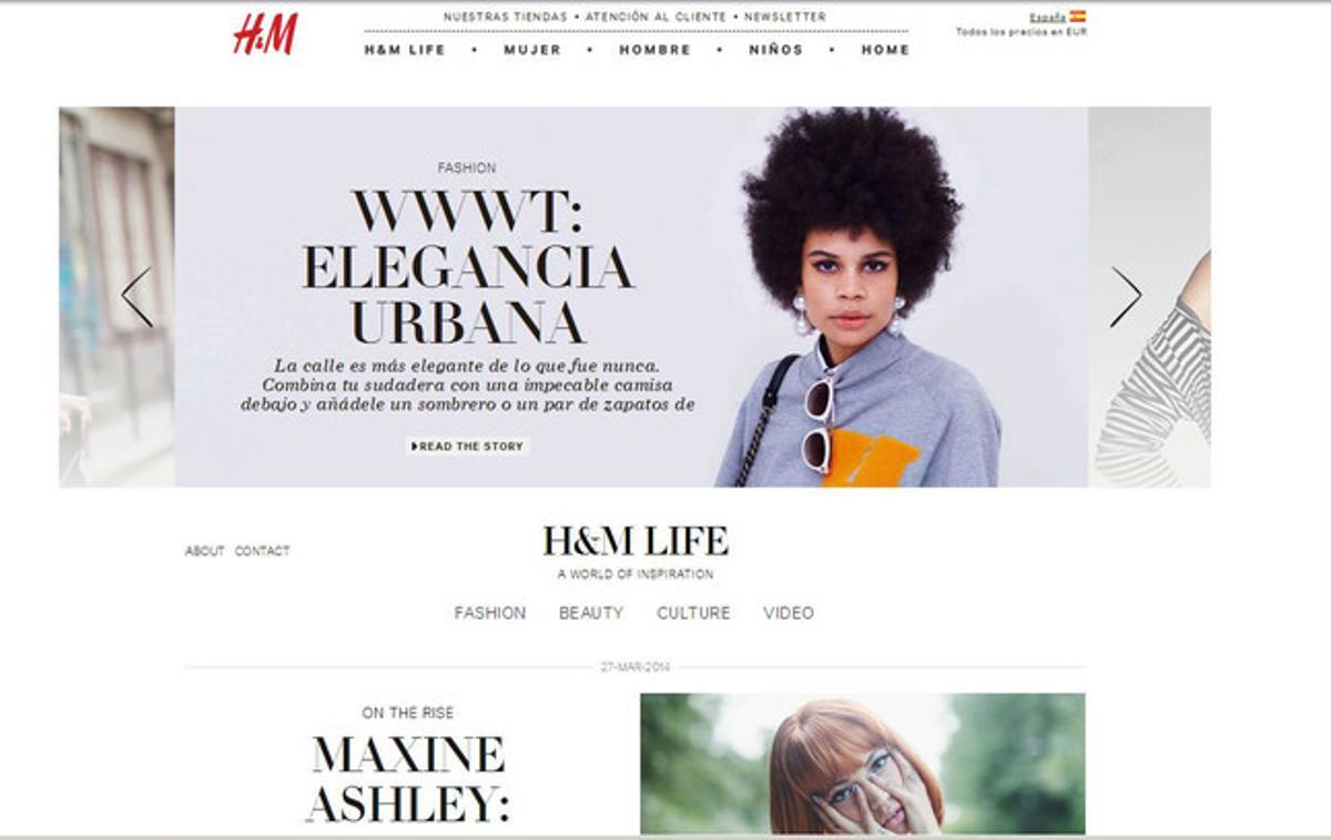 Imatge de la web de H&M, on actualment no permet la compra dels seus producte.