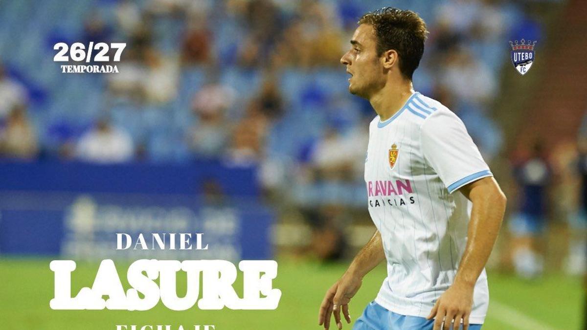 Dani Lasure, en el anuncio de su fichaje por el Utebo.