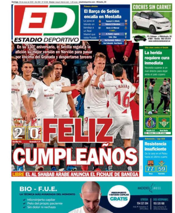 Portada ESTADIO DEPORTIVO domingo 26 enero 2020