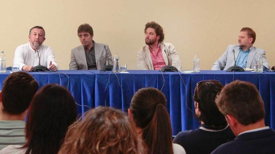 Por la izquierda: Francisco Jaime Pantín, Alejandro Villar, Aarón Zapico y Manuel Paz, en la presentación de la plataforma de docentes.