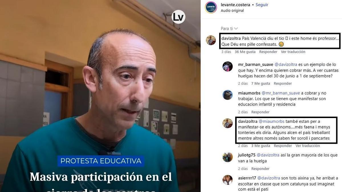 Comentarios realizados por el concejal David Oltra tras una publicación realizada por Levante-EMV.