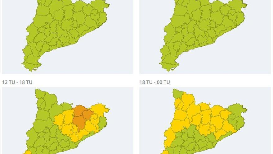 Alerta durant la tarda per pluges que poden ser localment fortes