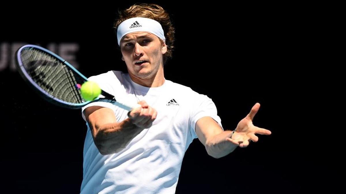 El alemán Alexander Zverev, en su partido de la ATP Cup contra Denis Shapovalov