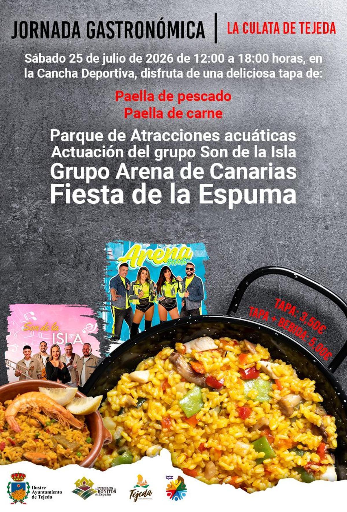 Programa de la jornada gastronómica de La Culata de Tejeda.