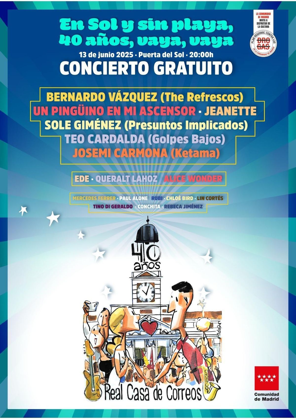 Cartel del concierto grstuito por el 40º aniversario de la Casa de Correos.