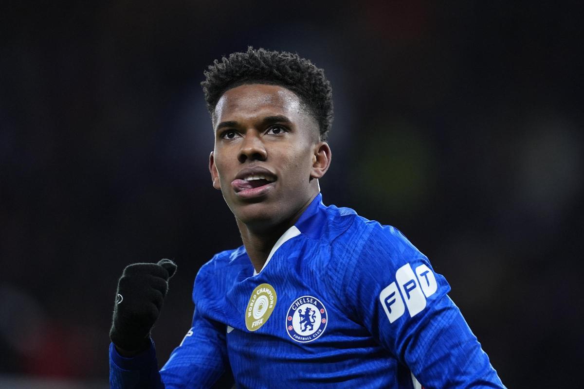 Estevao celebra su gol con el Chelsea ante el Barcelona.