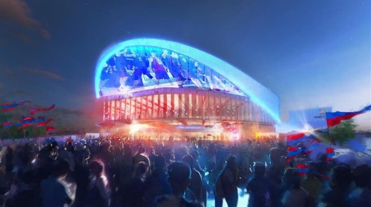 Imagen virtual del exterior del nuevo Palau Blaugrana.