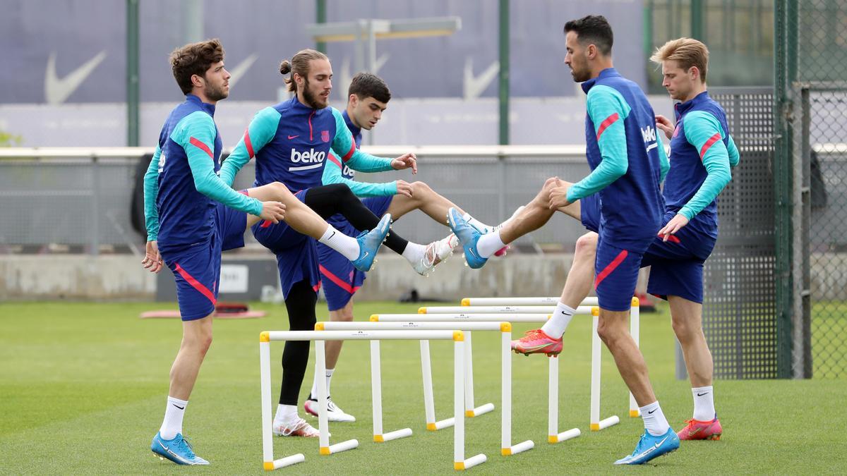 El entrenamiento del Barça tras la derrota ante el Granada