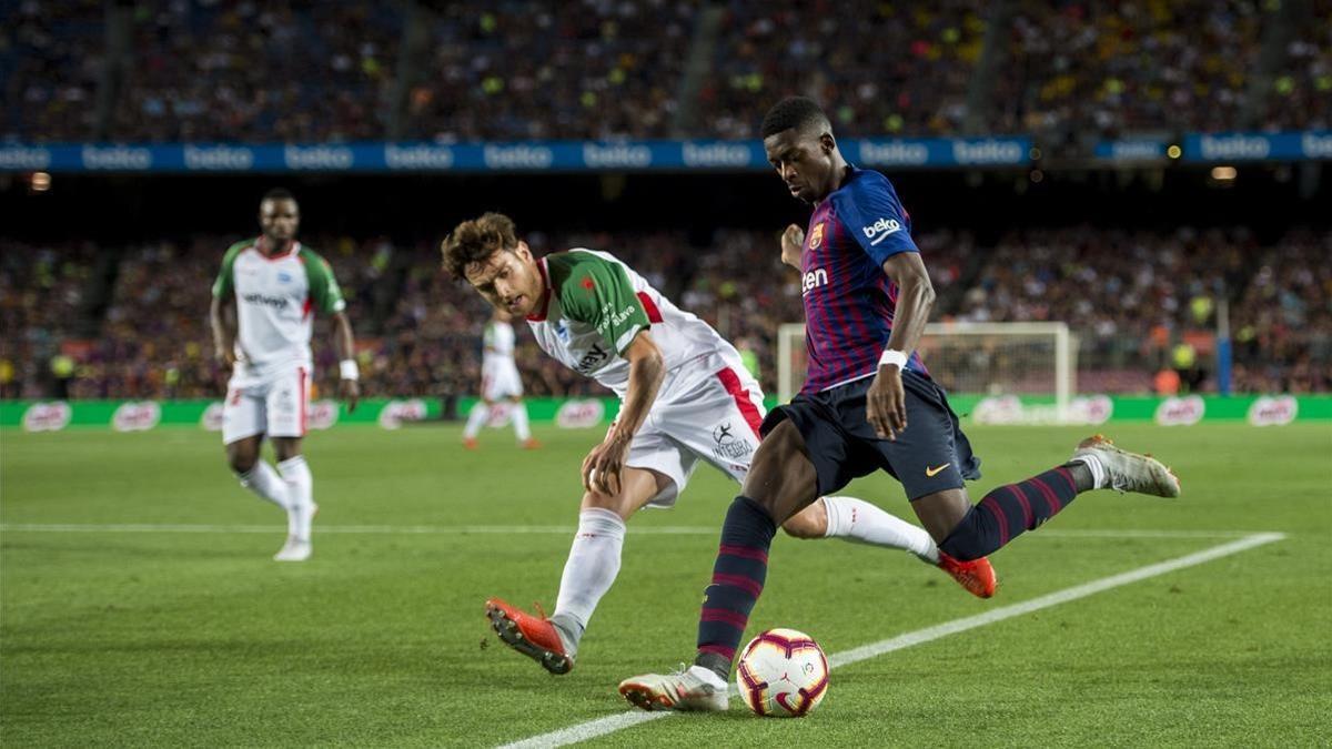 Dembélé, en una acción del partido frente al Alavés.