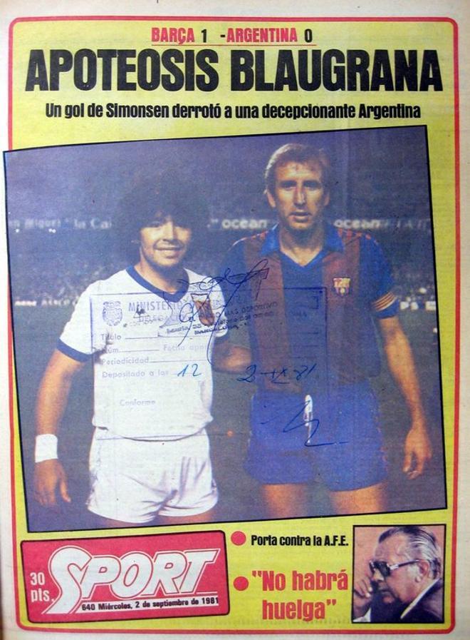 1981 - El Barcelona vence a Argentina en un amistoso en homenaje a Rexach