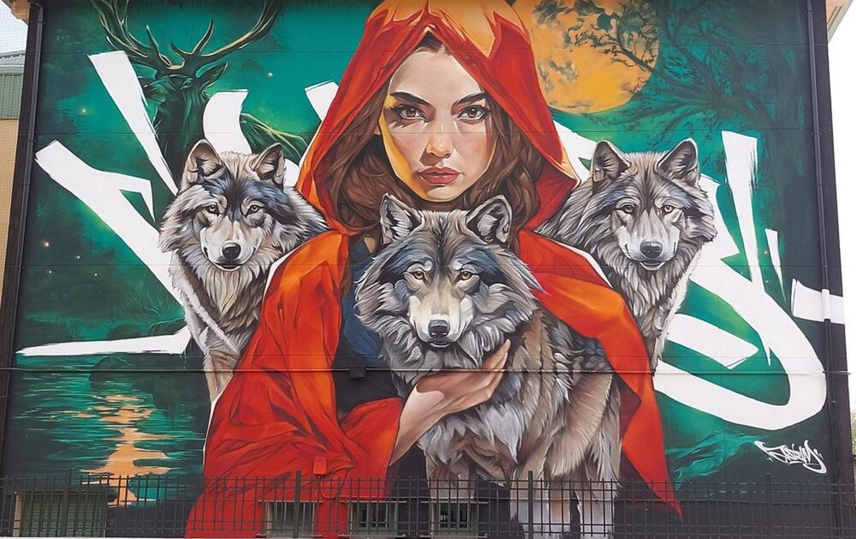 El mural 'Wolves family', situado en el CEIP Martínez Montañés