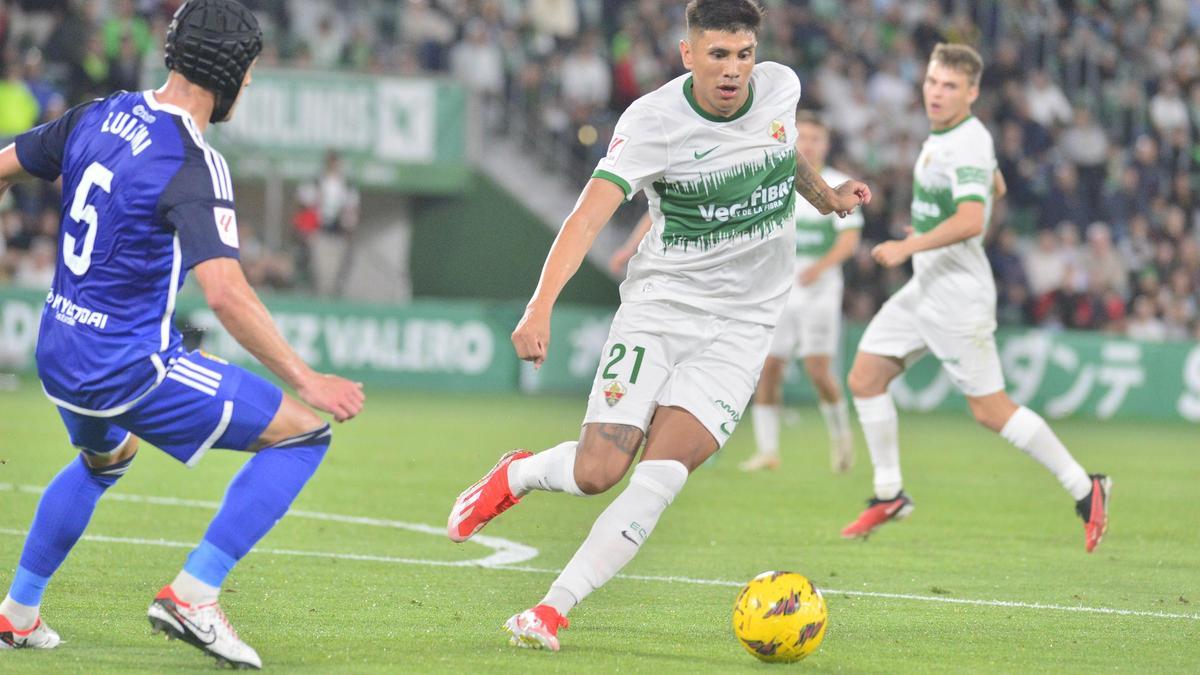 Nico Castro, durante el encuentro del pasado viernes frente al Oviedo