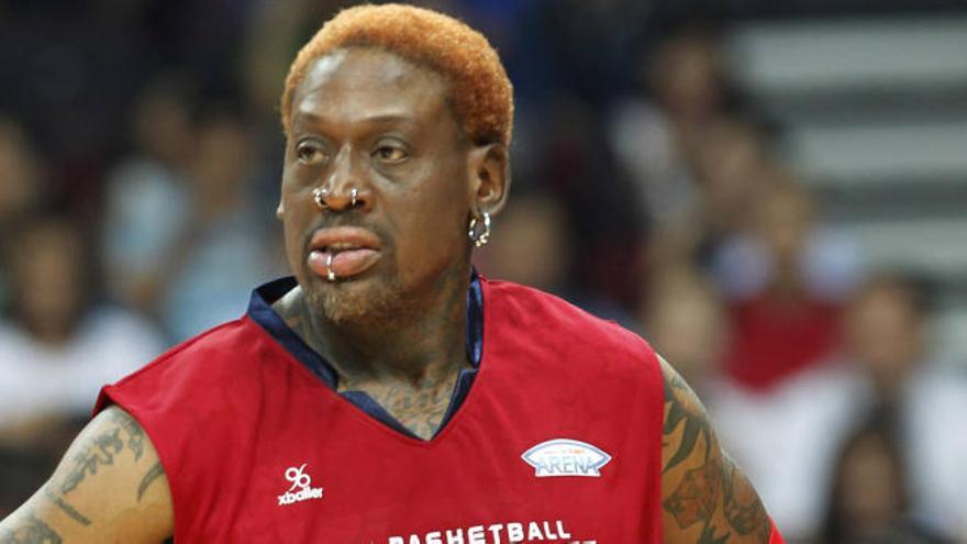 Rodman, durante un partido en Manila.