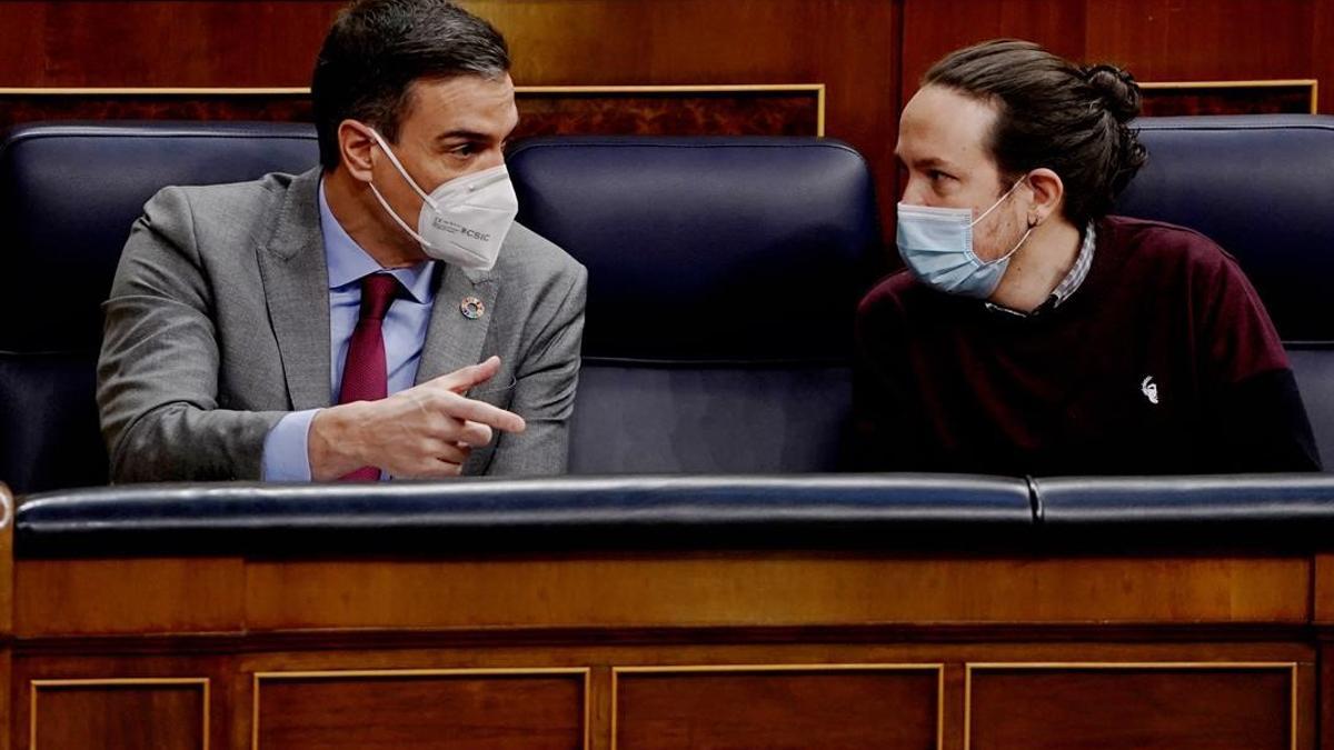 Madrid  24 03 21  Sesion de control al Gobierno en el Congreso de los DIputados  FOTO  Pedro Sanchez  presidente del Gobierno y Pablo Iglesias   JOSE LUIS ROCA