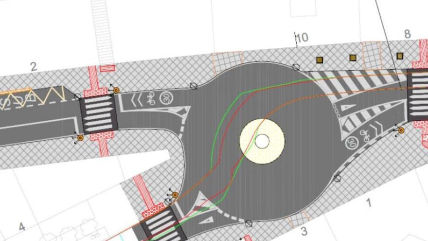 Rotonda al final de la cuesta de la Morana proyectada en las obras. | Cedida