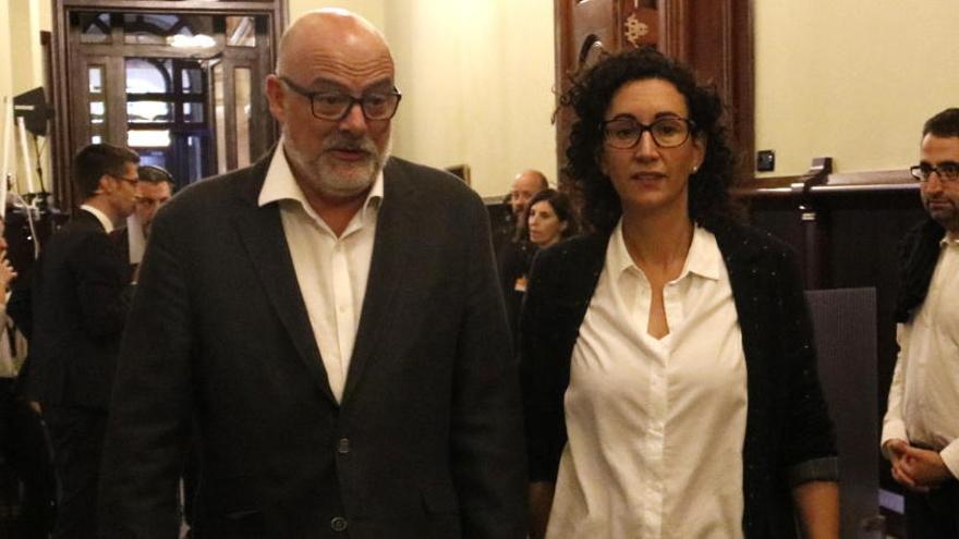 El president i la portaveu del grup parlamentari, Lluís Corominas i Marta Rovira