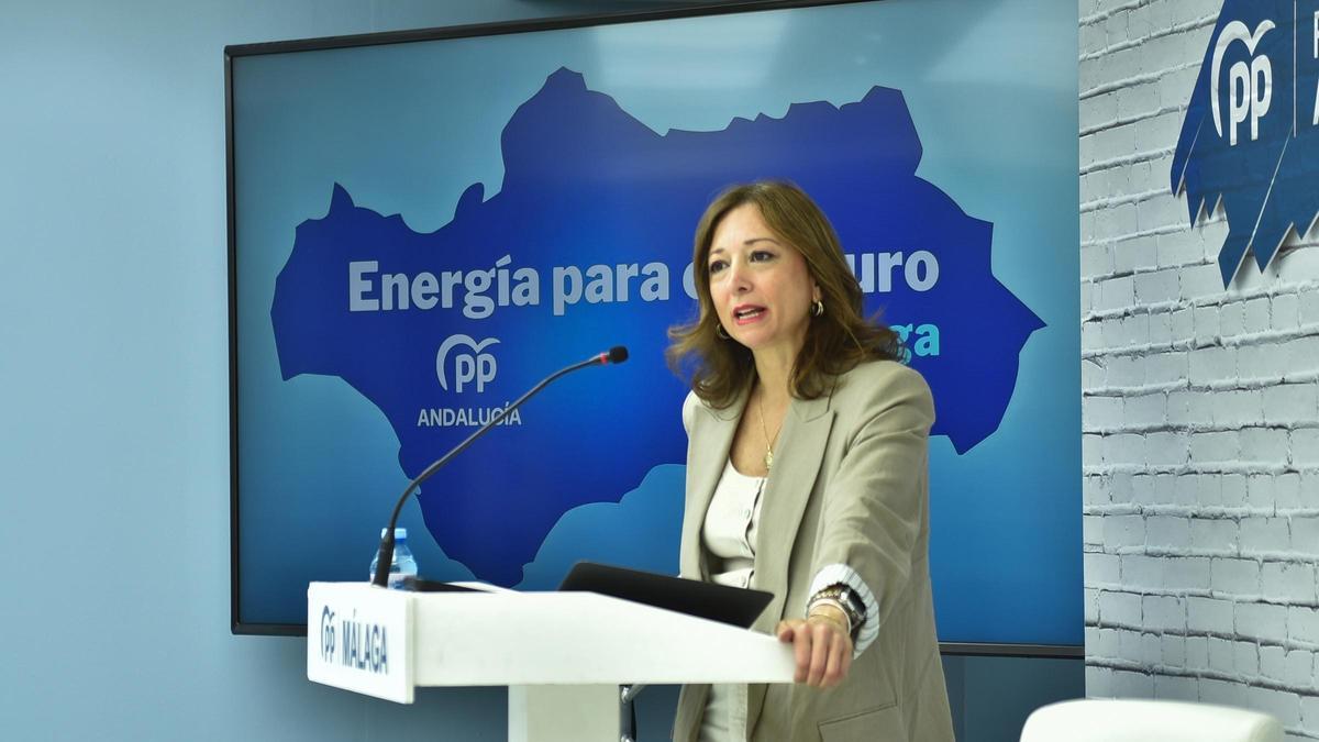 La presidenta del PP de Málaga, Patricia Navarro, durante la celebración del Foro 'Energía para el Futuro de Málaga organizado por la formación provincial.