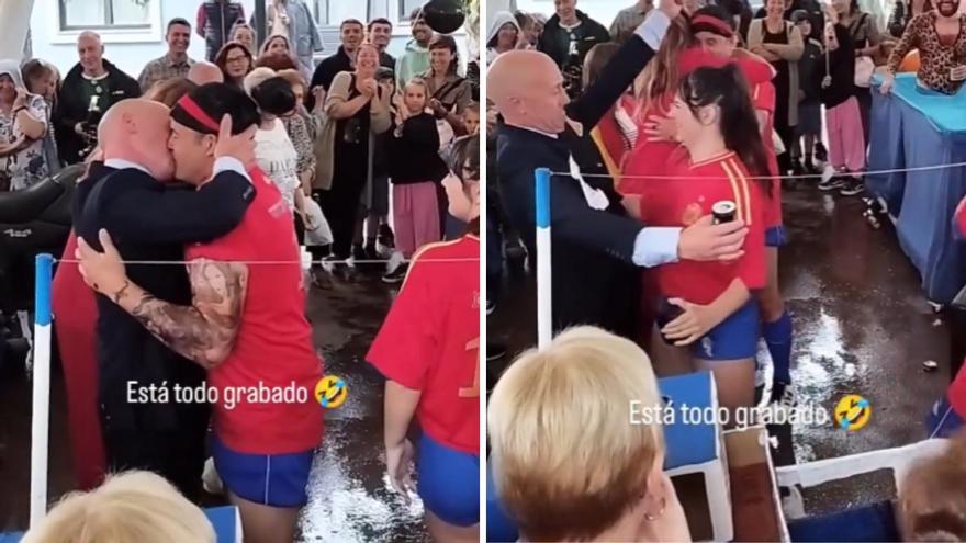 Polémico disfraz en el Antroxu de Puerto de Vega: se visten de Rubiales y la Selección y recrean el beso a Jenni Hermoso