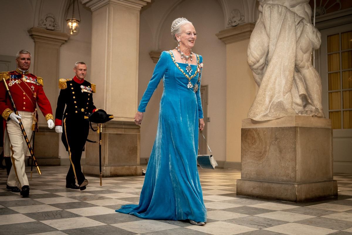 La reina Margarita, en la ceremonia por el 50ª aniversario por su ascensión al trono danés.