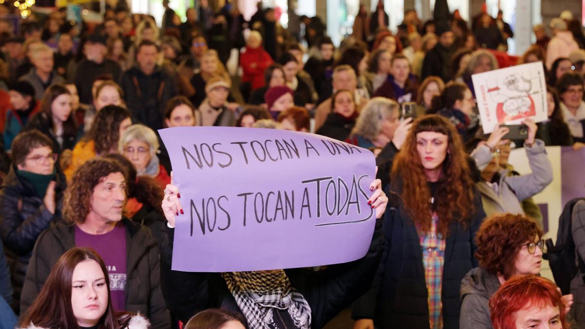 Una de las protestas contra la violencia machista celebrada en Vigo.