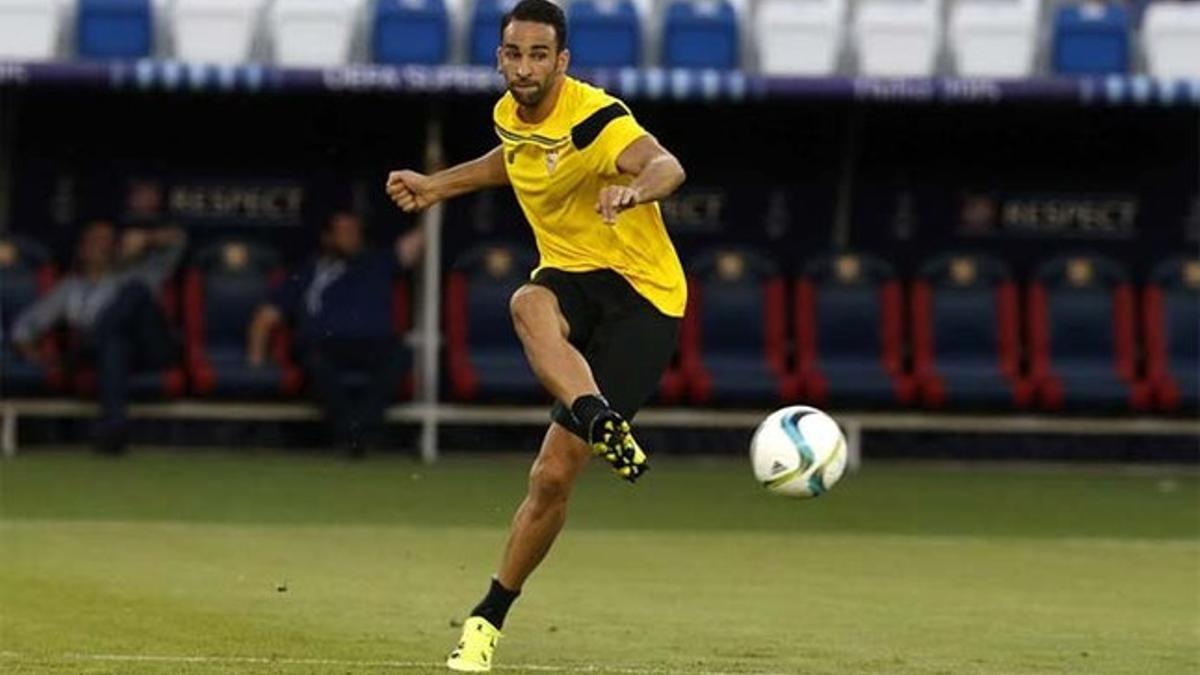 Rami, durante el entrenamiento del Sevilla en Tiflis