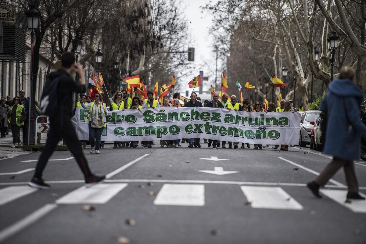 La protesta recorre la avenida de España de Cáceres.