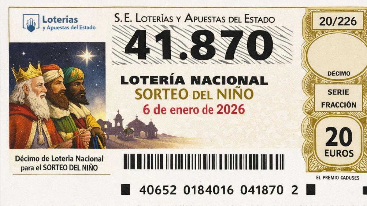 Décimo generado con IA del número que ChatGPT atisba como el ganador del sorteo de la Lotería del Niño 2026.