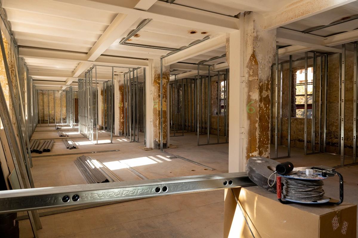 Obras de la futura residencia de estudiantes de Pontoneros