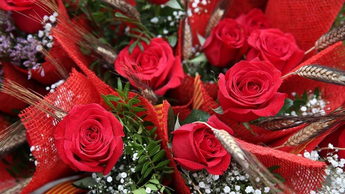 Venta de rosas en Sant Jordi.