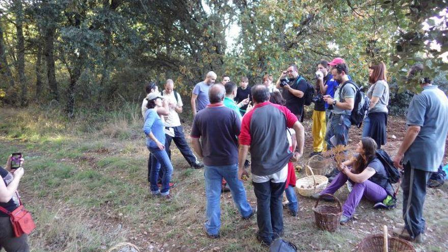 Los alumnos del curso, en un ejercicio práctico en el campo