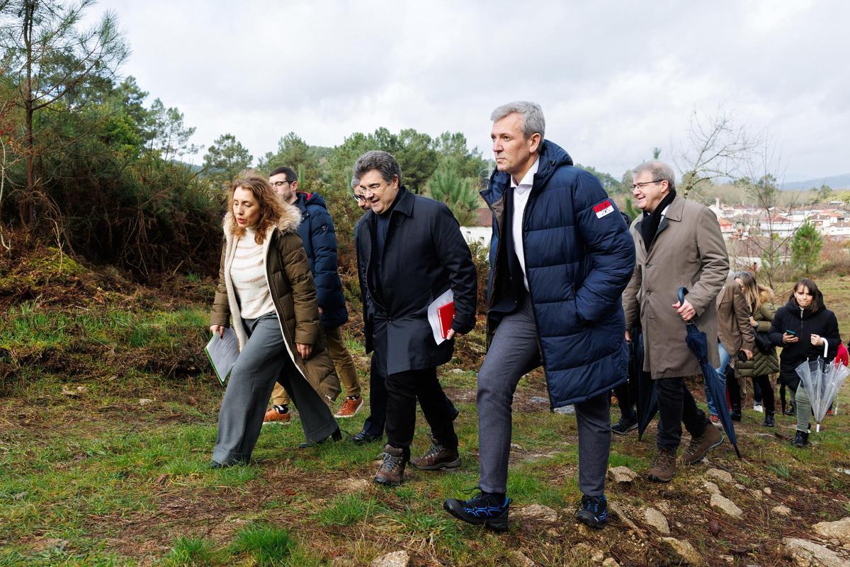 Alfonso Rueda, este miércoles, en el municipio ourensano de Leiro