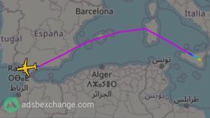 Trayectoria del avión militar de Estados Unidos.