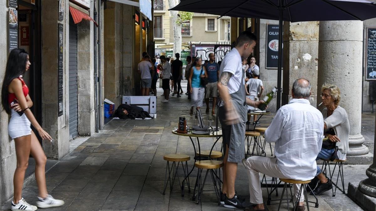 Terrazas en la Boqueria, tras el acuerdo del pasado mes de julio.