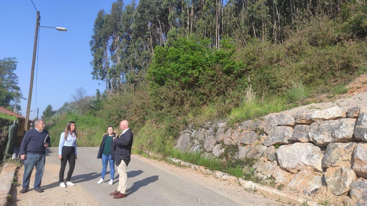 Representantes del PP, con la portavoz Ángela Pumariega, junto a los vecinos de San Andrés.