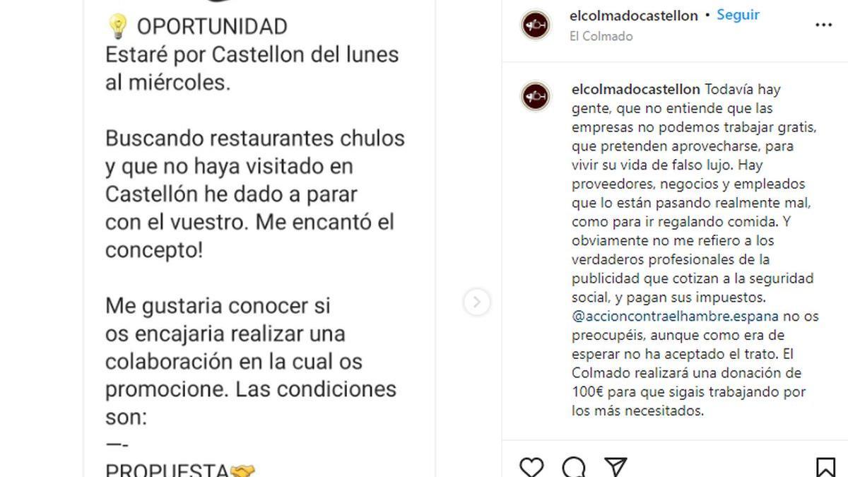 Imagen del mensaje publicado en redes sociales por parte del restaurante afectado.