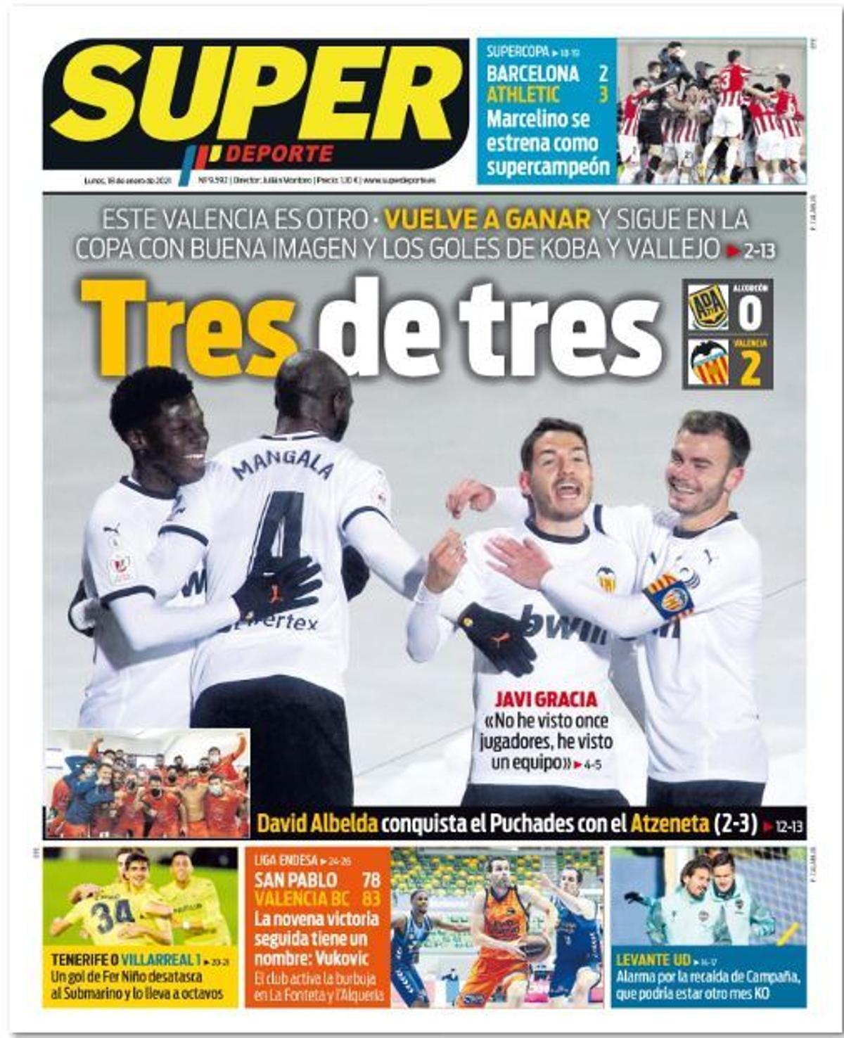 La portada de SUPERDEPORTE de este lunes 18 de enero