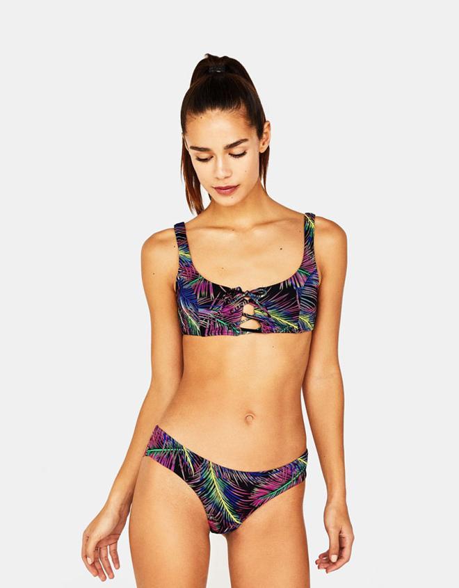 Swimwear Bershka 2018: bikini de palmeras