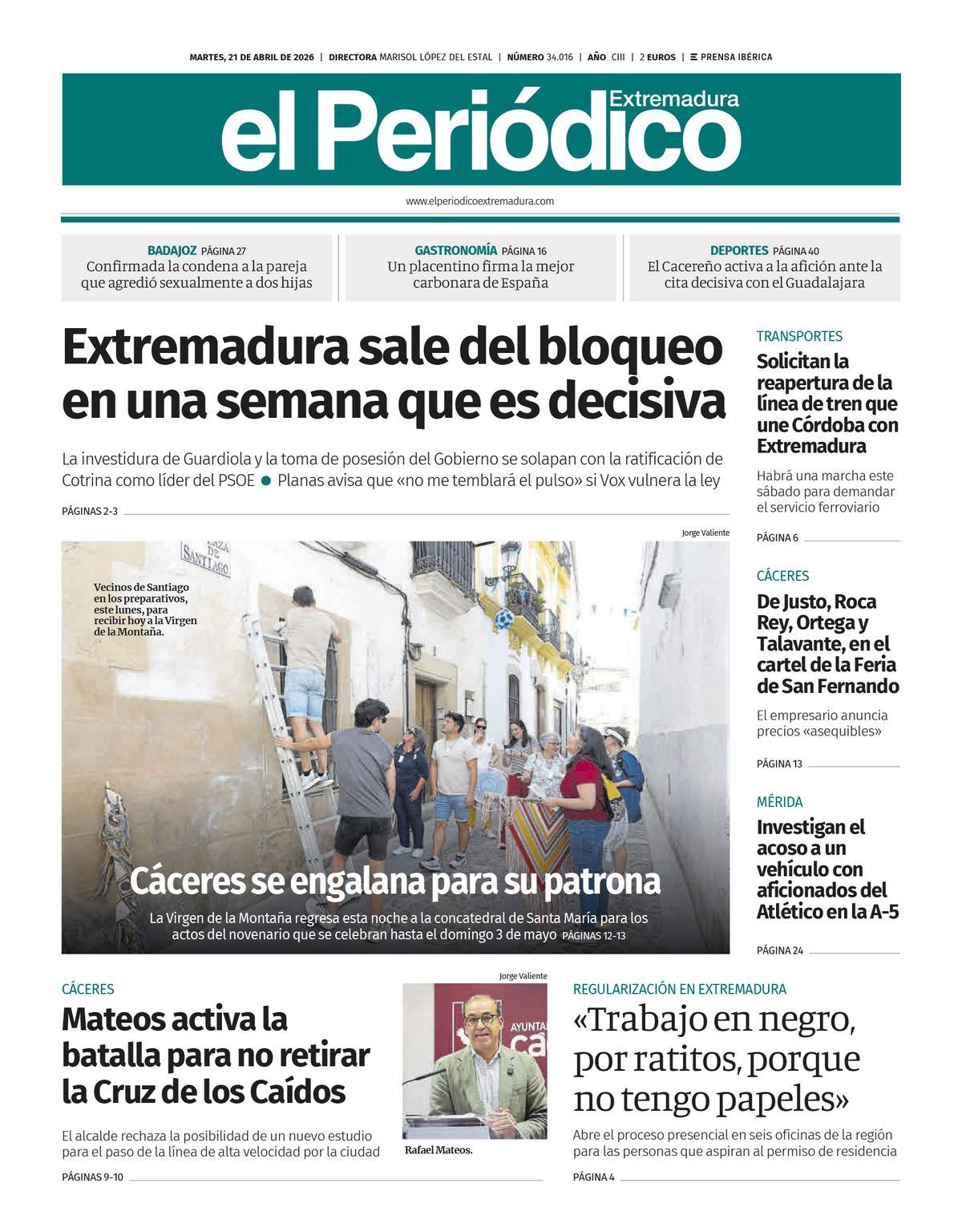 Consulta la portada correspondiente al día 21 de abril de 2026