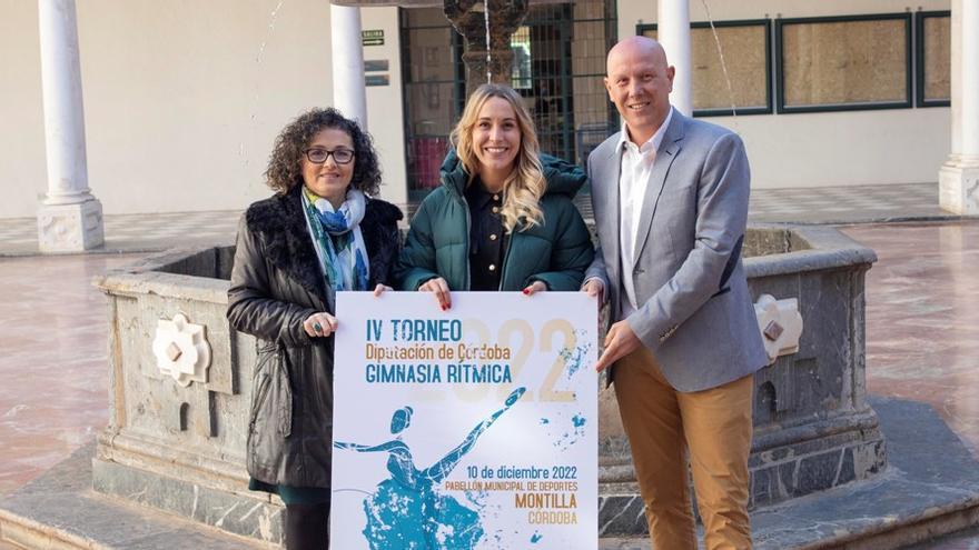 Marisol Lozano, Ana Blasco y Miguel Sánchez, en la presentación del Torneo Diputación de gimnasia rítmica.