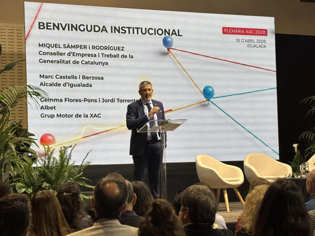 El conseller Miquel Sàmper, durant la inauguració de la plenària dels Ateneus Cooperatius a Igualada